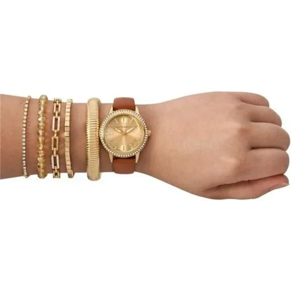Skechers Womens Gold Watch Bracelet Gift Set Analog Quartz Water Resistant Skechers Women main image 4